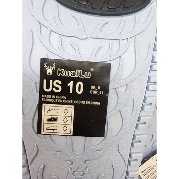 KuaiLu Womens Adjustable Triple Strap Slide Sandals Black Blue US 10 NEW - Picture 7 of 9